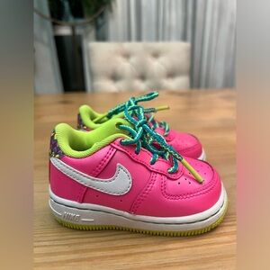Nike Air Force 1 CW5793-600 AF1 Pink Blast White Volt Kids Size 4C